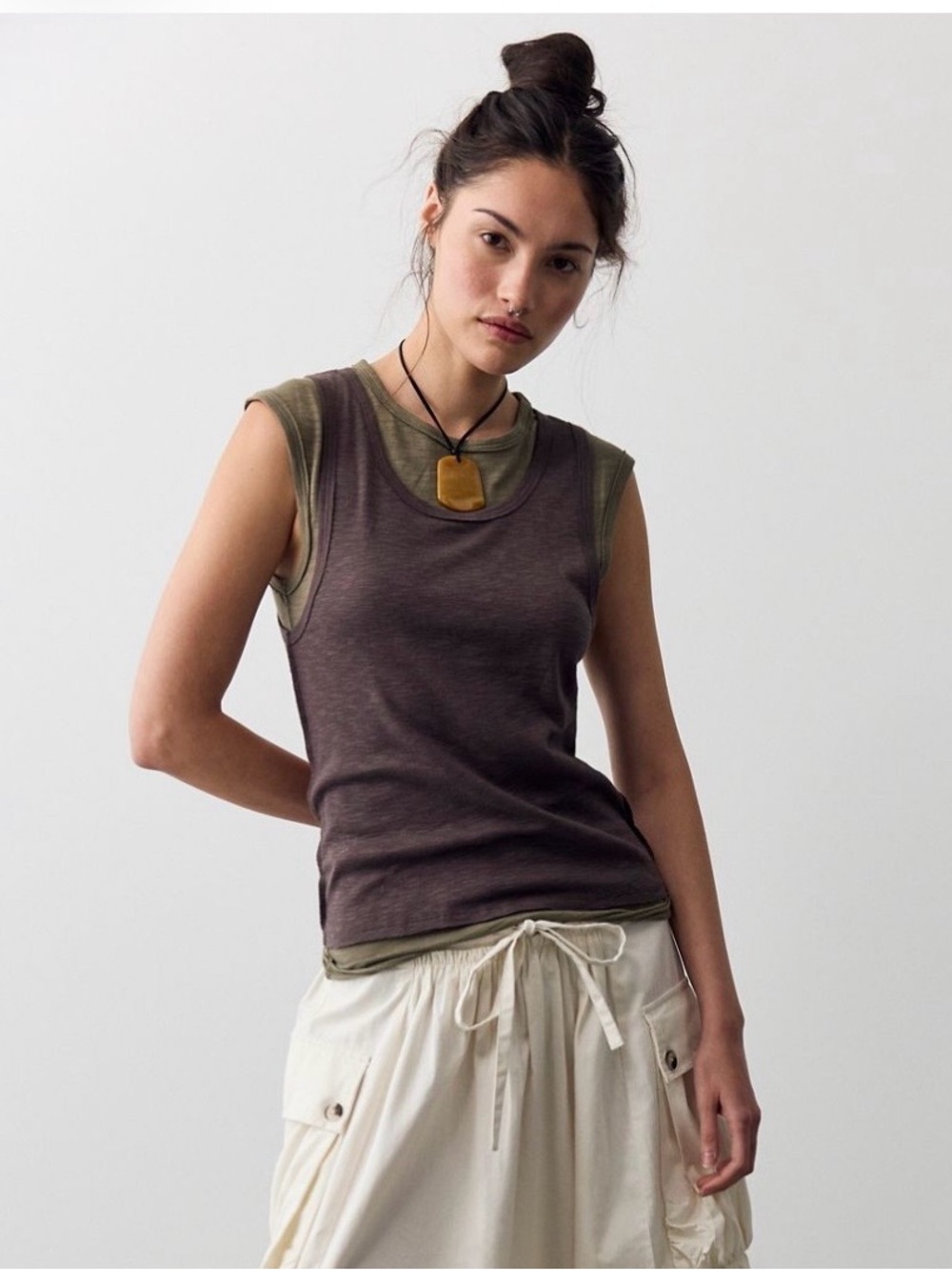We the Free Tinsley Twofer Short Sleeve Top, NWT, Medium